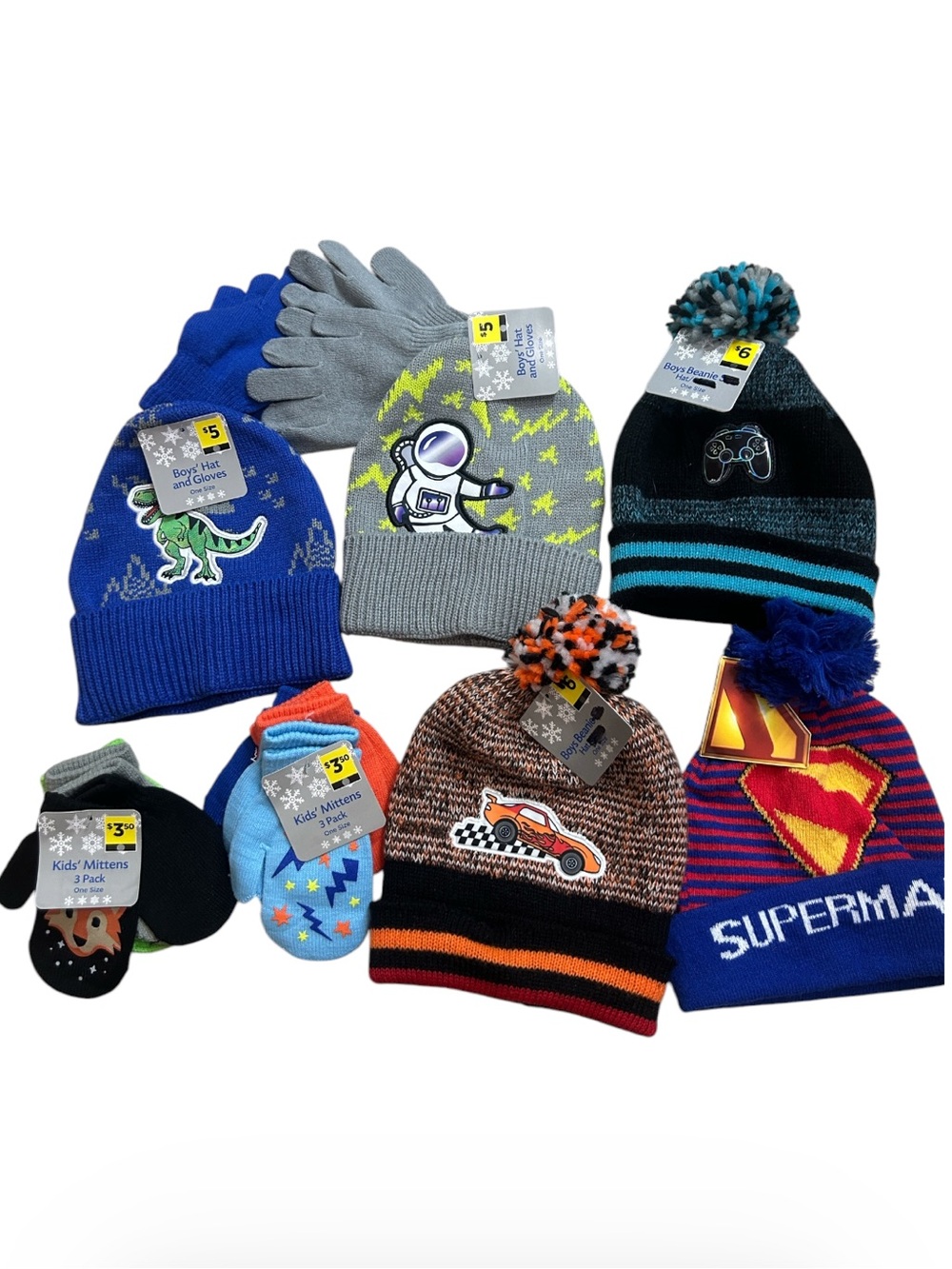 Bundle of NWT Boy’s Winter Beanie Hats and Kids Winter  Mittens